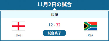イングランド対南アフリカ　決勝